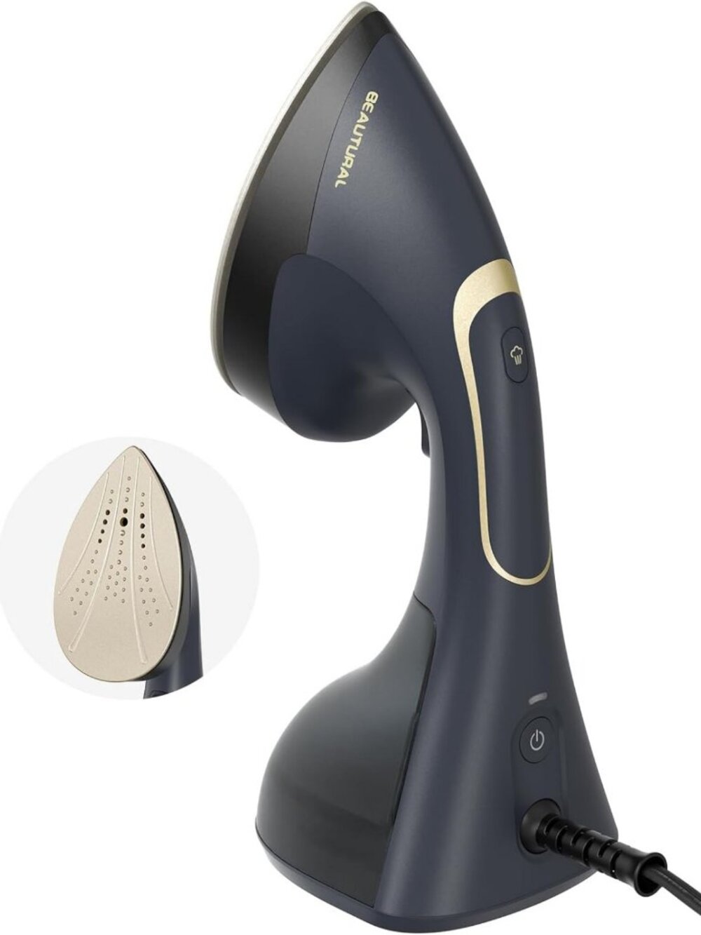 Handheld 2-in-1 Clothes Steamer & Iron, 1200W Powerful Fabric Steamer, Navy